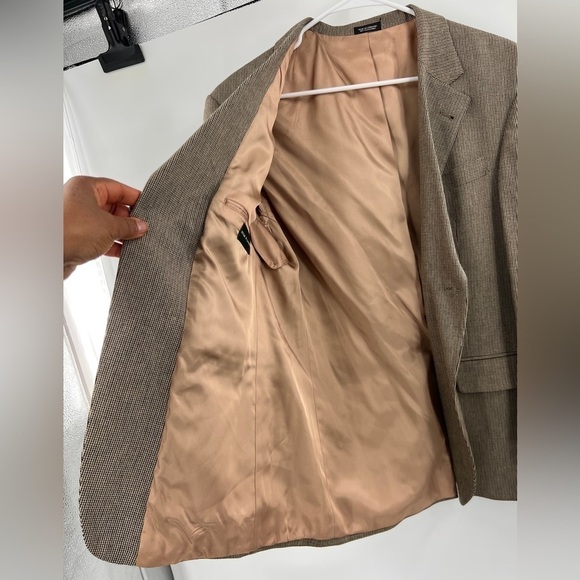 Oscar de la Renta brown silk blend blazer coat jacket size 40S - Picture 6 of 8